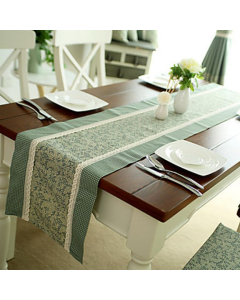 Chemin de table de style américain en polyester et coton vert  