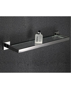 Etagère en verre et inox pour gadgets de salle de bain de style contemporain ( 60 cm )