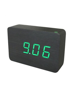 Horloge alarme en bois avec controleur de son