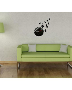 Horloge murale de style contemporain à motif papillon en acrylique 