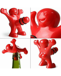Bouchon de vin sous forme d'homme en plastique rouge