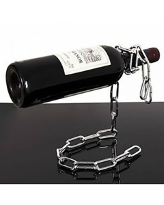 Support porte-bouteille de vin sous forme de chaîne en métal 