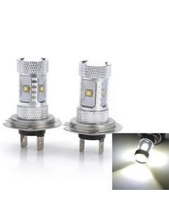 Deux Lampes à LED H7 pour voiture, Couleur de lumière Blanc-Froid, Puissance 30W, 6 Led haute puissance, Lumens 1500-2000, Tension DC 12 V / DC 24 V