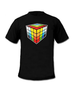 T-shirt Led Noir en Coton avec motif cube lumineux au rythme de la musique
