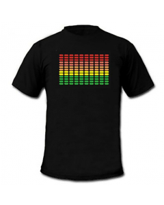 T-shirt Led Noir avec motif égaliseur multicolore lumineux au rythme de la musique