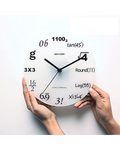 Horloge murale moderne ronde à expressions et nombres mathématiques 20 x 20 x 6 cm