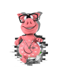 Horloge murale à conception en cochon 3D 