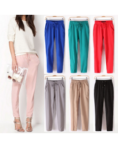 Pantalon avec cordon à la taille en différentes couleurs et tailles 