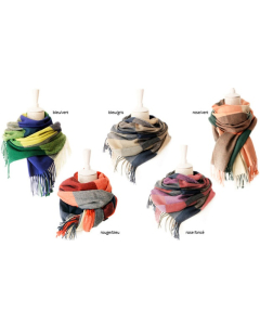 Écharpe en laine à carreaux large en 5 couleurs