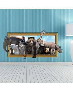 Affiche murale 3D animaux sauvages