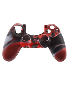 Housse de Protection pour Manette PS4 et 2 Bouchons - Rouge et Noir