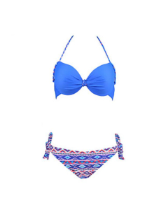 Maillot de bain push-up de style rétro à motif géométrique  Bleu Foncé M
