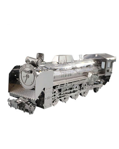 Puzzle en trois dimensions en métal argenté, Locomotive vapeur