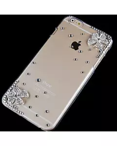 Coque iphone 6 plus à motif double fleur en diamant 