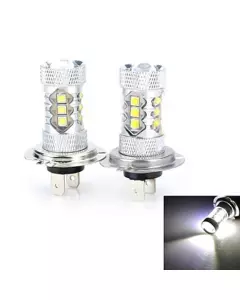 Deux Lampes LED H7 pour voiture, Couleur de lumière Blanc-Froid, Puissance 50W, 14 Led, Lumens 2000-3000, Tension DC 12 V / DC 24 V