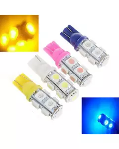 Lampe à Led à support T10, Couleur lumière Blanc Froid / Rouge / Bleu / Jaune, 2 pièces, Puissance 5W, 9 LED SMD 5050, Lumens 1000lm, Tension DC 12 / DC 24 V