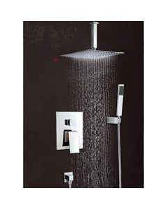 Robinet de douche mural avec tête de douche 12" en acier inoxydable et douchette à main