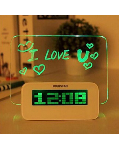 Alarme horloge électronique en verre et plastique avec babillard