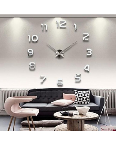 Horloge murale contemporaine avec autocollant 3D effet miroir en acrylique