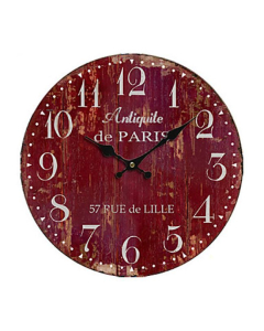 Horloge murale de style rustique en bois rouge