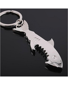 Porte-clés avec ouvre-bouteille sous forme de requin en métal