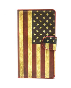 Etui complet avec fente carte et support à motif drapeau americain en cuir pour LG G2