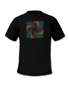T-shirt Led Noir avec motif spectre lumineux au rythme de la musique