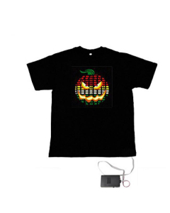 T-shirt Led Noir avec motif spectre multicolore lumineux au rythme de la musique