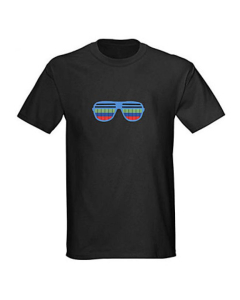 T-shirt Led Noir avec motif lunette et égaliseur lumineux au rythme de la musique