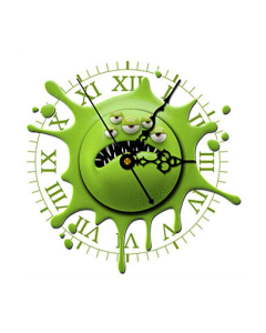 Horloge murale moderne à motif drôle de couleur verte