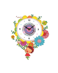 Horloge murale moderne à motif floral multi-couleurs en plastique