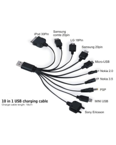 Câble de recharge multi-connectiques pour smartphones, tablettes, lecteur de musique