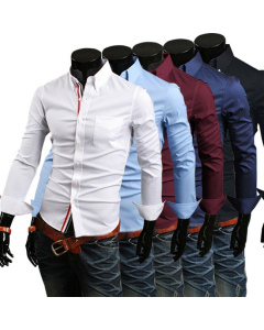 Chemise habillée à patte de boutonnage contrastante en différentes couleurs et tailles